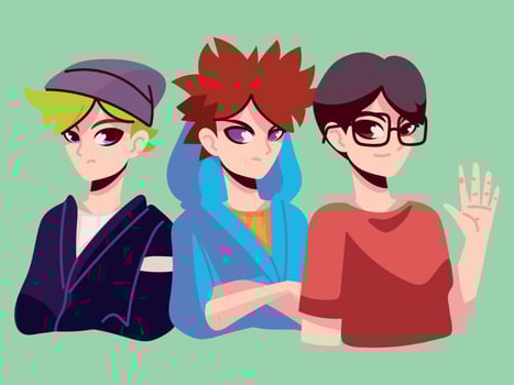 group anime boys vector
