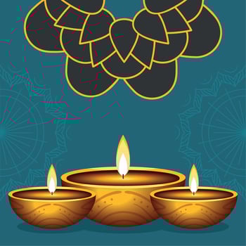 lights lamp and mandala Diwali vector
