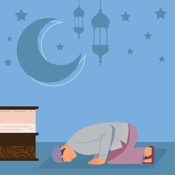 man praying muslim culture vector