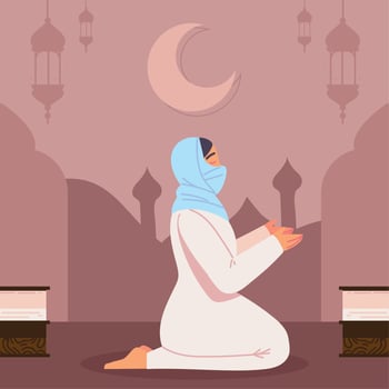 praying woman muslim culture vector