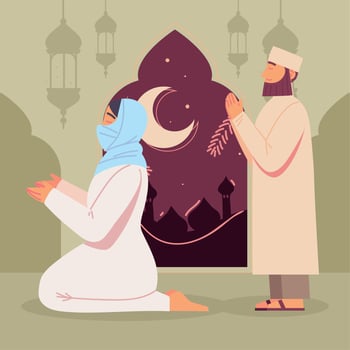 couple muslim culture vector