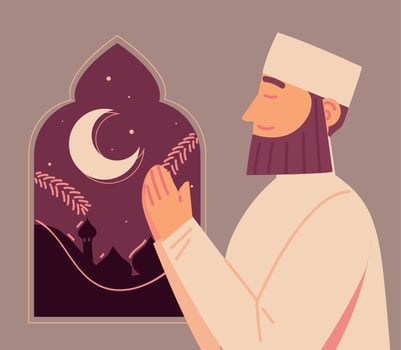 muslim man praying culture vector