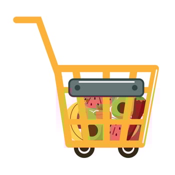 grocery food in cart vector