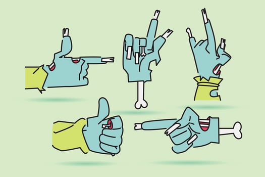 zombie hand sign, halloween zombie hand in flat design vector