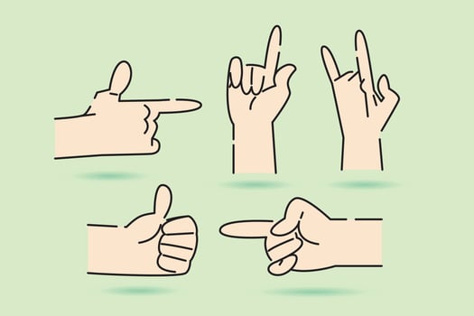 hand sign illustration clip art in flat design vector