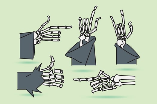 bone hand sign, halloween clip art in flat design vector