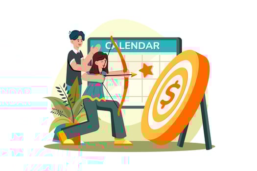 Marketing team setting business targe vector