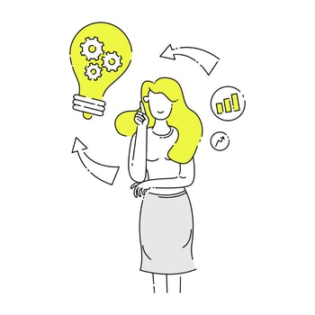 Businesswoman got an idea for her business. Business Vector Illustration in white background