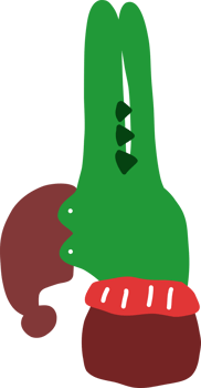 Crocodile in winter hat and scarf. png