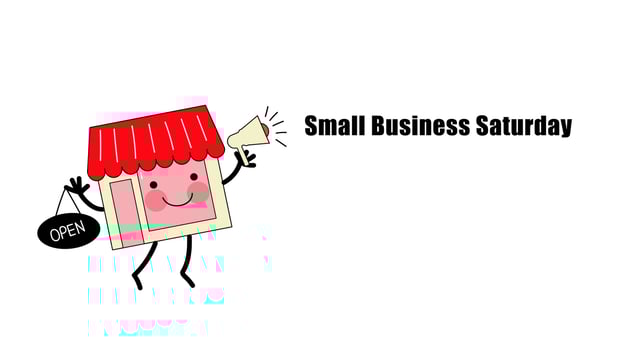 funny store character  with megaphone and a sign opensaturday small business event, vector doodle cartoon flat illustration , banner, poster, flyer for social media