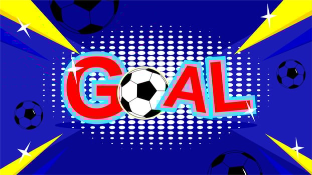 Goal typography background football template blue vector illustration