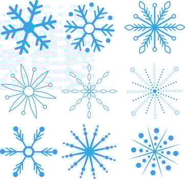 Vector set of Christmas snowflakes. New year design elements