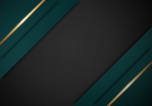 Abstract Background Green Stripes Overlapping Layer Shiny Golden Lines on Black Background with Copy Space for Text or Message vector