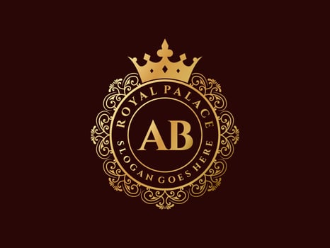 Letter AB Antique royal luxury victorian logo with ornamental frame. vector