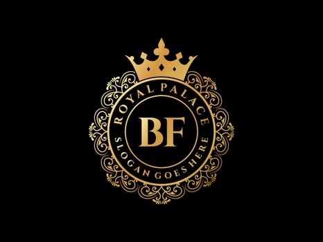 Letter BF Antique royal luxury victorian logo with ornamental frame. vector