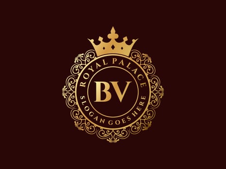 Letter BV Antique royal luxury victorian logo with ornamental frame. vector