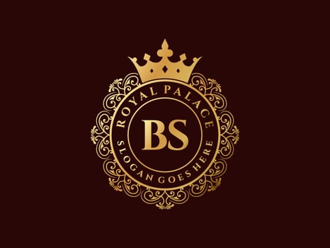 Letter BS Antique royal luxury victorian logo with ornamental frame. vector