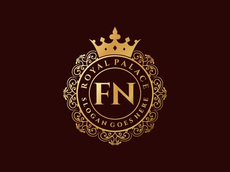 Letter FN Antique royal luxury victorian logo with ornamental frame. vector