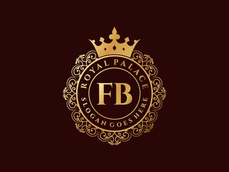 Letter FB Antique royal luxury victorian logo with ornamental frame. vector