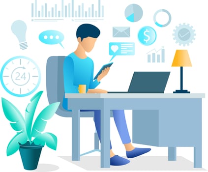Illustration of discussing with business partners via smartphone Suitable for landing page, flyers, Infographics, And Other Graphic Related Assets-vector vector