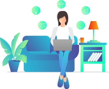Illustration of a freelancer working at home with his laptop Suitable for landing page, flyers, Infographics, And Other Graphic Related Assets-vector vector