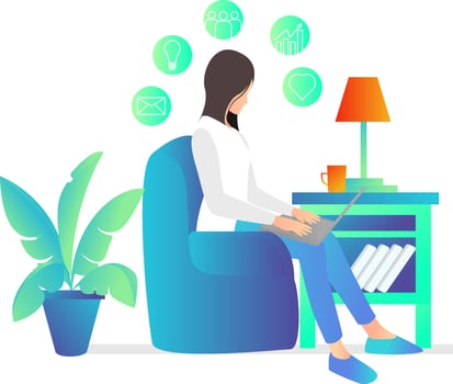 Illustration of a freelancer working at home with his laptop Suitable for landing page, flyers, Infographics, And Other Graphic Related Assets-vector vector