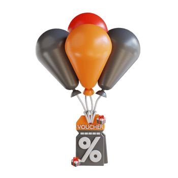 3D Illustration balloons and discount vouchers png