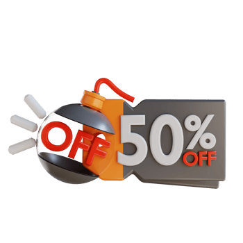 3D Illustration boom and discount vouchers png