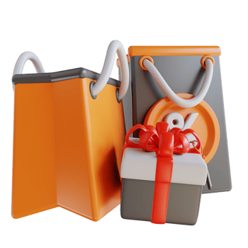 3D Illustration discount paper bags and gift boxes png