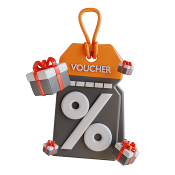 3D Illustration gift box and discount voucher png