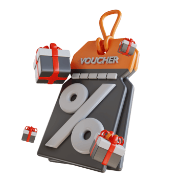 3D Illustration gift box and discount voucher png