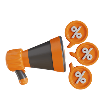 3D Illustration promotion discount with megaphone png