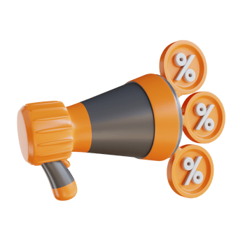 3D Illustration promotion discount with megaphone png