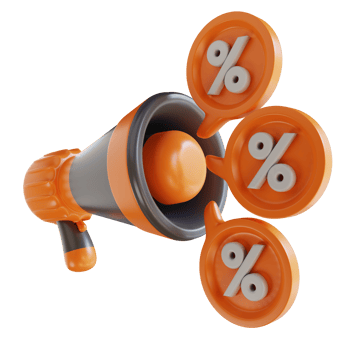 3D Illustration promotion discount with megaphone png