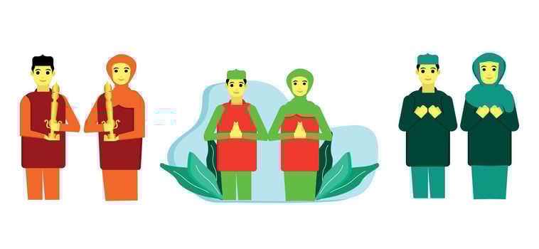 muslim kids vector illustration
