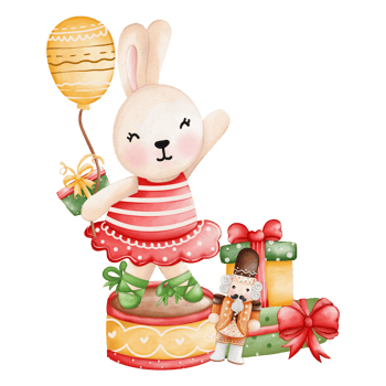watercolor cute bunny circus, animal circus, Christmas Nutcracker png
