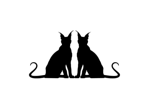 Pair of the Caracal Cat Silhouette for Art Illustration, Logo, Pictogram, Website or Graphic Design Element. Vector Illustration
