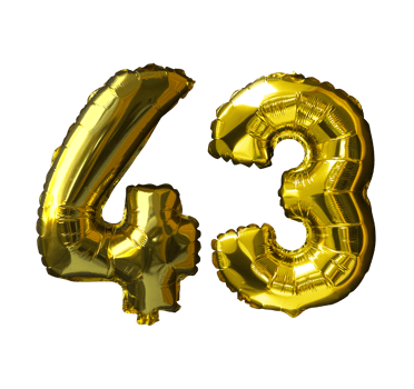 43 Golden number helium balloons png