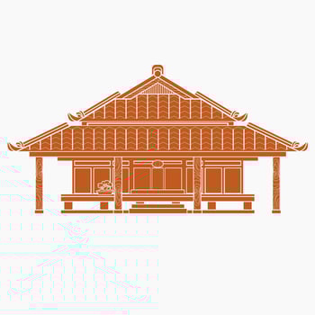 Editable Traditional Japanese House Vector Illustration in Flat Monochrome Style for Tourism Travel and Culture or History Education