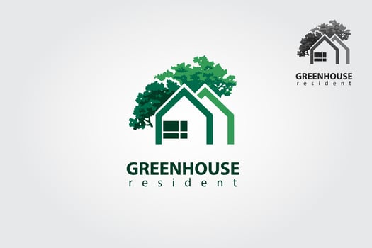 Green House Vector Logo Template. This logo symbolizes a neighborhood, protection, peace, growth, and care or concern to development, or some things that close with nature, ecological and environment.