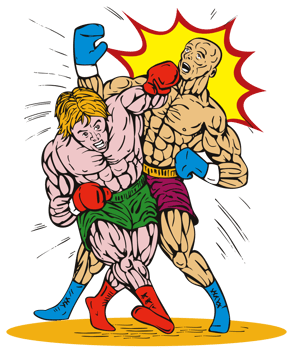 boxer connecting knockout punch png