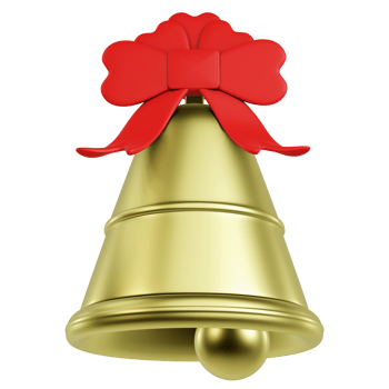 3D Christmas bell with high quality render png
