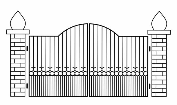 front view fence gate.javanese style fence gate vector