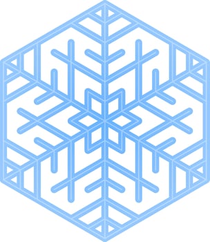 Hexagon snowflake isolated vector illustration. Winter snowflake vector for logo, icon, sign, symbol, business, design or decoration. Blue winter snowflake clip art