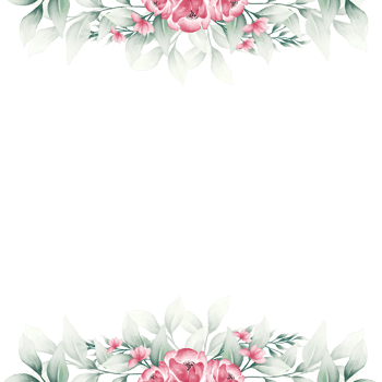 Pink watercolor flower frame png