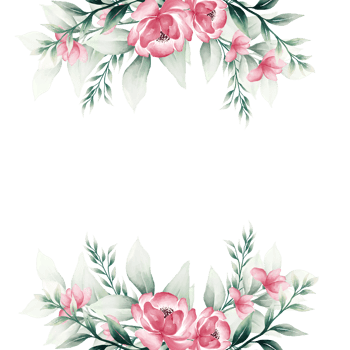 Pink watercolor flower frame png