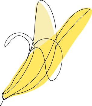 simplicity banana fruit freehand continuous line drawing png
