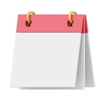 Minimal flip calendar. 3D rendering. PNG icon on transparent background.