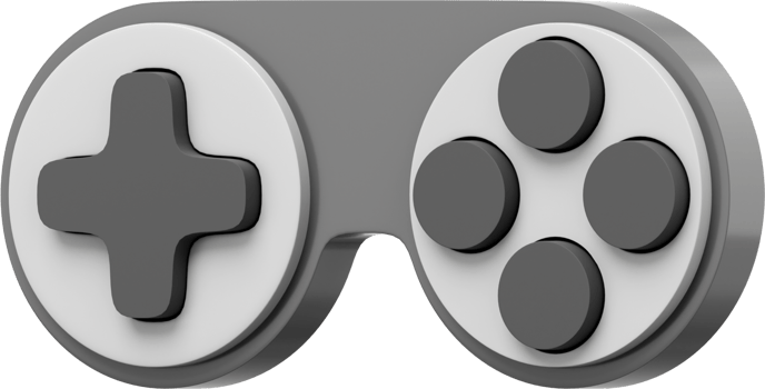 Minimalistic console game controller. PNG gray icon on transparent background. 3D rendering.