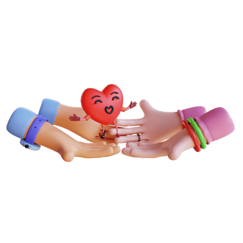 3d render hand couple with heart valentine's png